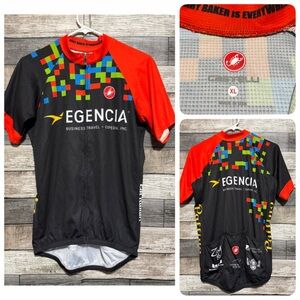 Castelli Full Zip Cycling Jersey Men’s XL Black Red Pockets Performance